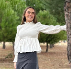 Blusa Atenas blanca de algodón 100% manga larga con volantes | CeCé
The Brand