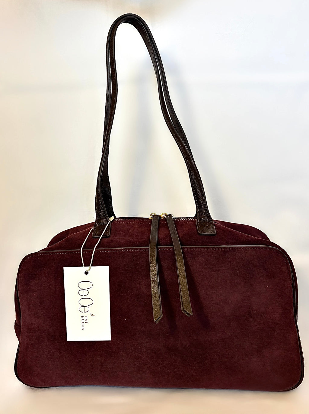 Bolso Nueva York burdeos piel serraje 36x18x16cm | CeCé The Brand