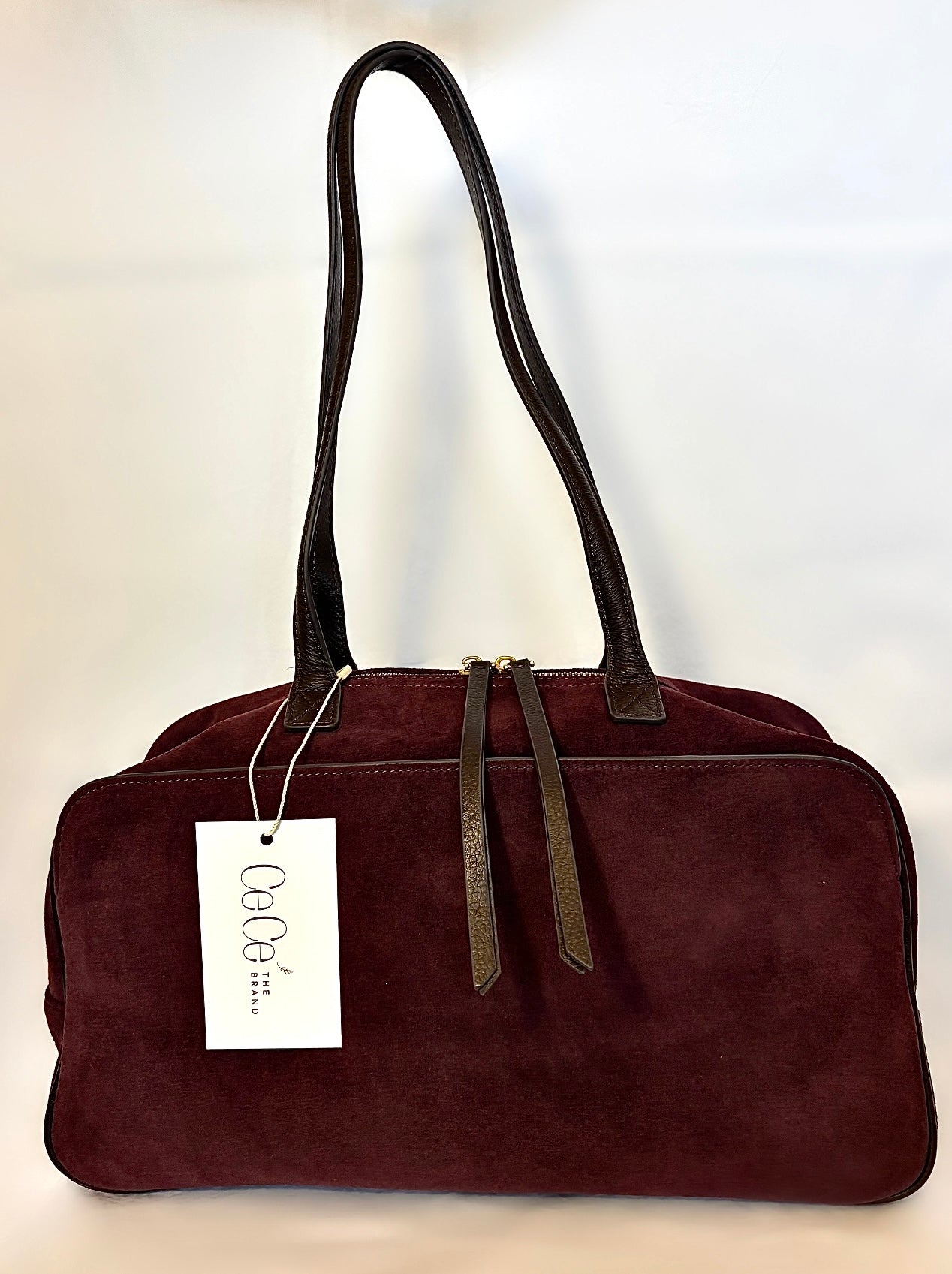 Bolso Nueva York burdeos piel serraje 36x18x16cm | CeCé The Brand