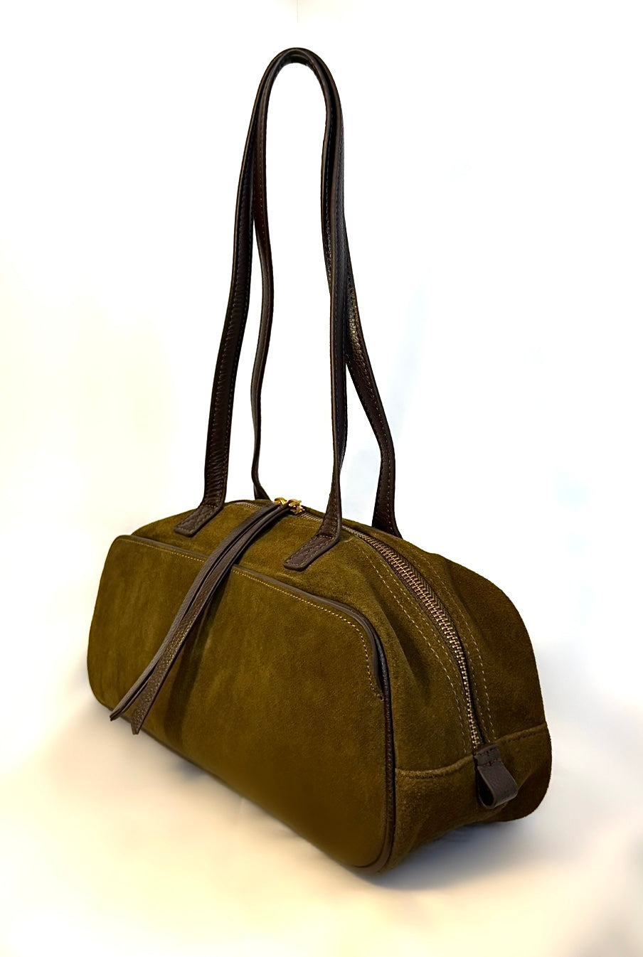 Bolso Soho caqui piel serraje vista lateral | CeCé The Brand