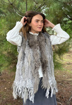 Chaleco Oslo gris pelo conejo mujer vista frontal | CeCé The Brand