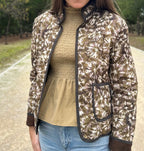 Chaqueta Bolonia caqui algodón mujer vista lateral | CeCé The Brand