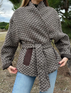 Chaqueta Bruselas marrón beige lana mujer estampado | CeCé The
Brand