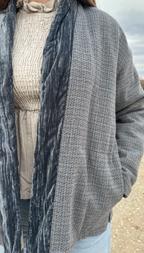 Chaqueta Dublín azul gris lana mujer vista frontal | CeCé The Brand