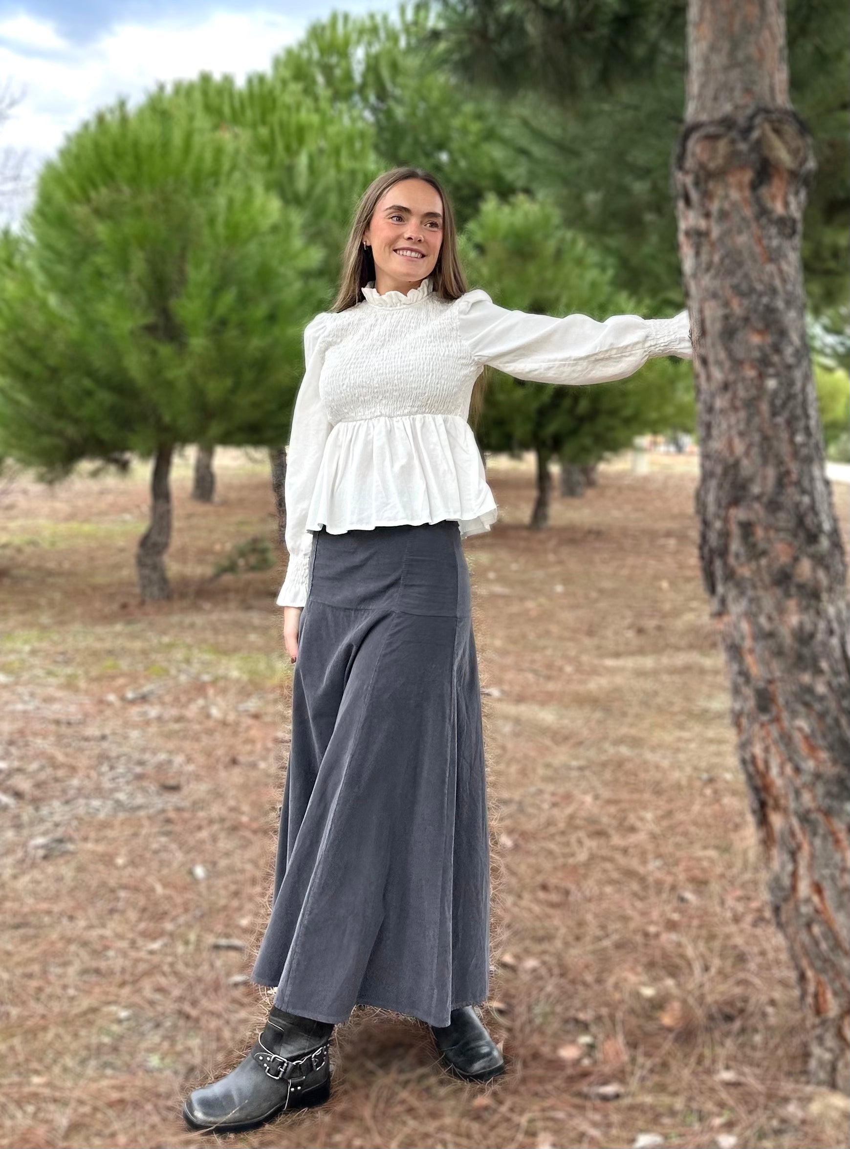 Falda Londres gris de algodón 100% talla única S/M | CeCé The Brand